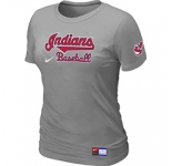 Women MLB Cleveland Indians Nike L.Grey Short Sleeve Practice T-Shirt