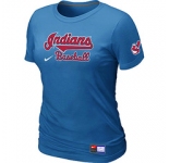 Women MLB Cleveland Indians Nike L.blue Short Sleeve Practice T-Shirt