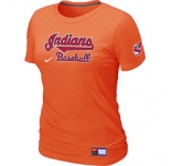 Women MLB Cleveland Indians Nike Orange Short Sleeve Practice T-Shirt