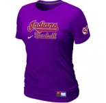 Women MLB Cleveland Indians Nike Purple Short Sleeve Practice T-Shirt