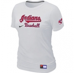 Women MLB Cleveland Indians Nike White Short Sleeve Practice T-Shirt