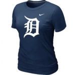 Women MLB Detroit Tigers Heathered Nike D.Blue Blended T-Shirt