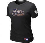 Women MLB Detroit Tigers Nike Black Short Sleeve Practice T-Shirt