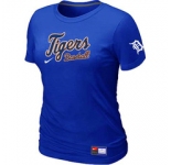 Women MLB Detroit Tigers Nike Blue Short Sleeve Practice T-Shirt