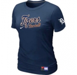 Women MLB Detroit Tigers Nike D.Blue Short Sleeve Practice T-Shirt
