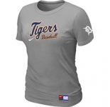 Women MLB Detroit Tigers Nike L.Grey Short Sleeve Practice T-Shirt