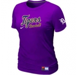 Women MLB Detroit Tigers Nike Purple Short Sleeve Practice T-Shirt