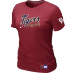 Women MLB Detroit Tigers Nike Red Short Sleeve Practice T-Shirt