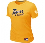 Women MLB Detroit Tigers Nike Yellow Short Sleeve Practice T-Shirt