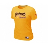 Women MLB Houston Astros Yellow Nike Short Sleeve Practice T-Shirt
