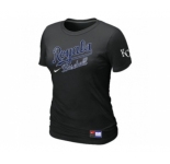Women MLB Kansas City Royals Black Nike WShort Sleeve Practice T-Shirt
