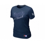 Women MLB Kansas City Royals D.Blue Nike Short Sleeve Practice T-Shirt
