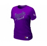 Women MLB Kansas City Royals Purple Nike Short Sleeve Practice T-Shirt