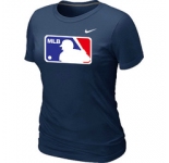 Women MLB Logo Heathered Nike D.Blue Blended T-Shirt