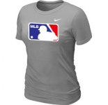 Women MLB Logo Heathered Nike L.Grey Blended T-Shirt