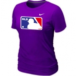 Women MLB Logo Heathered Nike Purple Blended T-Shirt