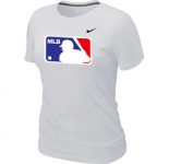 Women MLB Logo Heathered Nike White Blended T-Shirt