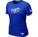 Women MLB Los Angeles Dodgers Nike Blue Short Sleeve Practice T-Shirt