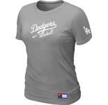 Women MLB Los Angeles Dodgers Nike L.Grey Short Sleeve Practice T-Shirt