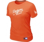 Women MLB Los Angeles Dodgers Nike Orange Short Sleeve Practice T-Shirt