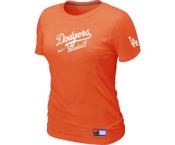 Women MLB Los Angeles Dodgers Nike Orange Short Sleeve Practice T-Shirt