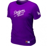 Women MLB Los Angeles Dodgers Nike Purple Short Sleeve Practice T-Shirt