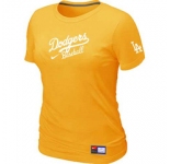 Women MLB Los Angeles Dodgers Nike Yellow Short Sleeve Practice T-Shirt