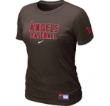 Women MLB Los Angeles of Anaheim Nike Brown Short Sleeve Practice T-Shirt