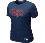 Women MLB Los Angeles of Anaheim Nike D.Blue Short Sleeve Practice T-Shirt