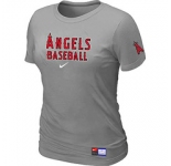 Women MLB Los Angeles of Anaheim Nike L.Grey Short Sleeve Practice T-Shirt