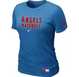 Women MLB Los Angeles of Anaheim Nike L.blue Short Sleeve Practice T-Shirt