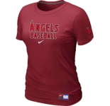 Women MLB Los Angeles of Anaheim Nike Red Short Sleeve Practice T-Shirt