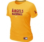 Women MLB Los Angeles of Anaheim Nike Yellow Short Sleeve Practice T-Shirt