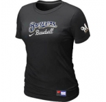 Women MLB Milwaukee Brewers Nike Black Short Sleeve Practice T-Shirt