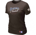 Women MLB Milwaukee Brewers Nike Brown Short Sleeve Practice T-Shirt