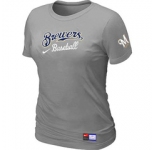 Women MLB Milwaukee Brewers Nike L.Grey Short Sleeve Practice T-Shirt