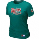 Women MLB Minnesota Twins Nike L.Green Short Sleeve Practice T-Shirt
