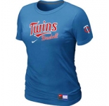 Women MLB Minnesota Twins Nike L.blue Short Sleeve Practice T-Shirt