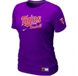 Women MLB Minnesota Twins Nike Purple Short Sleeve Practice T-Shirt