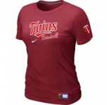 Women MLB Minnesota Twins Nike Red Short Sleeve Practice T-Shirt