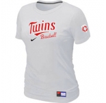 Women MLB Minnesota Twins Nike White Short Sleeve Practice T-Shirt