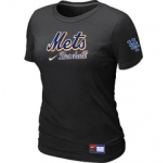 Women MLB New York Mets Nike Black Short Sleeve Practice T-Shirt
