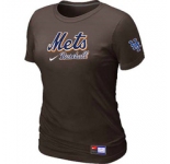 Women MLB New York Mets Nike Brown Short Sleeve Practice T-Shirt