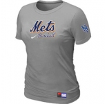 Women MLB New York Mets Nike L.Grey Short Sleeve Practice T-Shirt