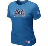 Women MLB New York Mets Nike L.blue Short Sleeve Practice T-Shirt