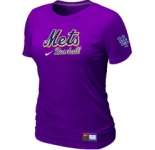 Women MLB New York Mets Nike Purple Short Sleeve Practice T-Shirt
