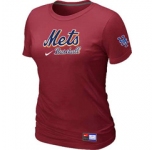 Women MLB New York Mets Nike Red Short Sleeve Practice T-Shirt