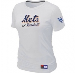 Women MLB New York Mets Nike White Short Sleeve Practice T-Shirt