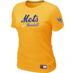 Women MLB New York Mets Nike Yellow Short Sleeve Practice T-Shirt