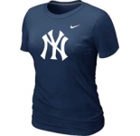 Women MLB New York Yankees Heathered D.Blue Nike Blended T-Shirt